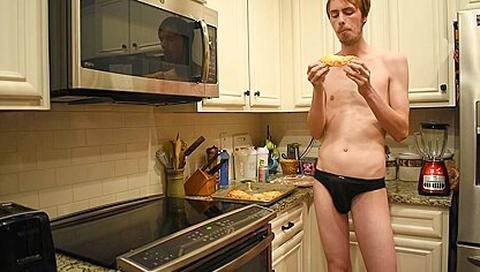 Skinny Twink Stuffs A Pizza Inside Him