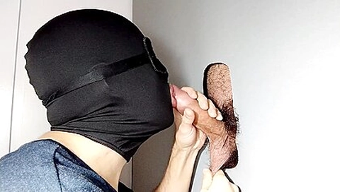 Male With Hairy Cock Returns To Gloryhole After Going Out Of Work Super Cumshot In The Mouth