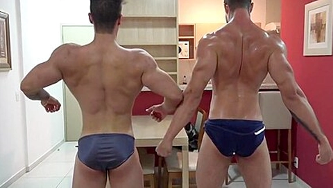 Two Muscled Guys, Posing