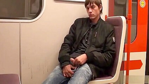 Sleazy teen 18+ Jacking Off In The Subway