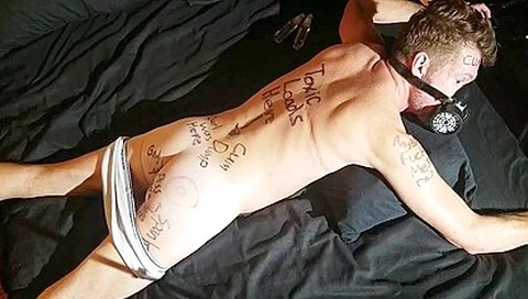 Humliliated Faggot Serf Covered In Degrading Body Writing