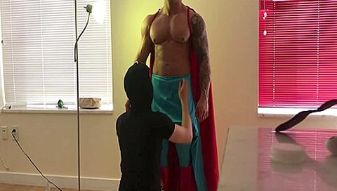Stud Dressed As Superman Worshipped