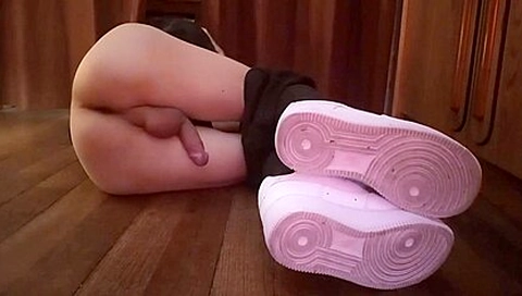 Pants Pulled Down, Dick Between Legs, Jon Arteen Shows His Smooth Tight Ass Hole, Wanks His Horny Twink Cock From Behind, Cums A Lot Of Sperm On Mirror With Sexy Boy Moans 15 Min
